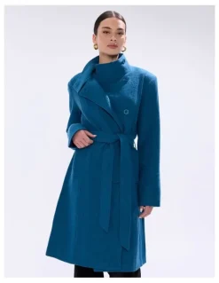 Marcs Francesca Felted Wool Coat in Teal