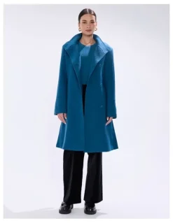 Marcs Francesca Felted Wool Coat in Teal