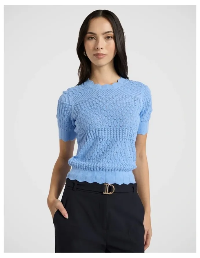 Marcs Helena Pointelle Cotton Knit in Pacific Blue