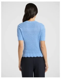Marcs Helena Pointelle Cotton Knit in Pacific Blue