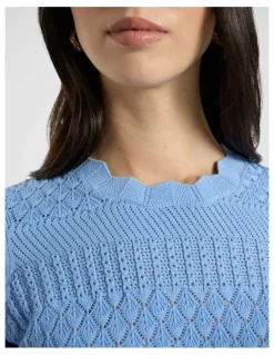 Marcs Helena Pointelle Cotton Knit in Pacific Blue