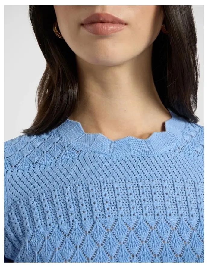 Marcs Helena Pointelle Cotton Knit in Pacific Blue