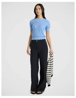Marcs Helena Pointelle Cotton Knit in Pacific Blue