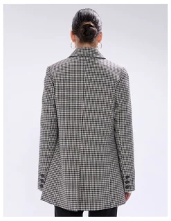 Marcs Holmes Houndstooth Coat in Ivory Multi