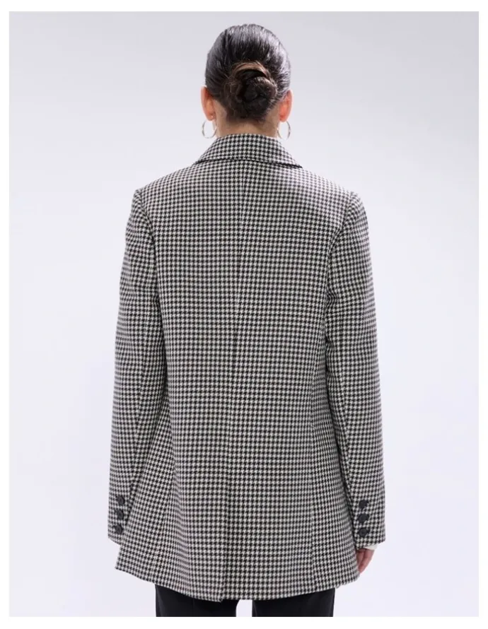 Marcs Holmes Houndstooth Coat in Ivory Multi
