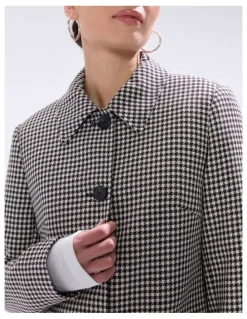 Marcs Holmes Houndstooth Coat in Ivory Multi