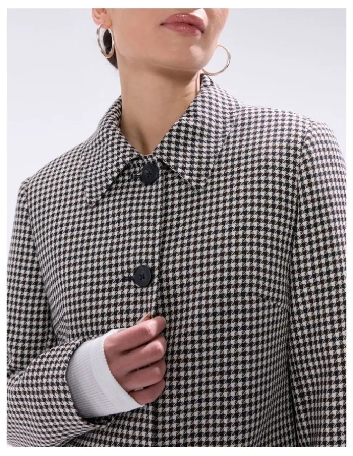 Marcs Holmes Houndstooth Coat in Ivory Multi
