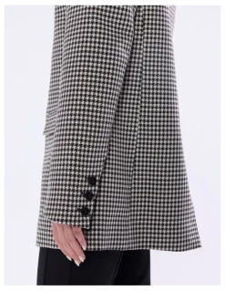 Marcs Holmes Houndstooth Coat in Ivory Multi