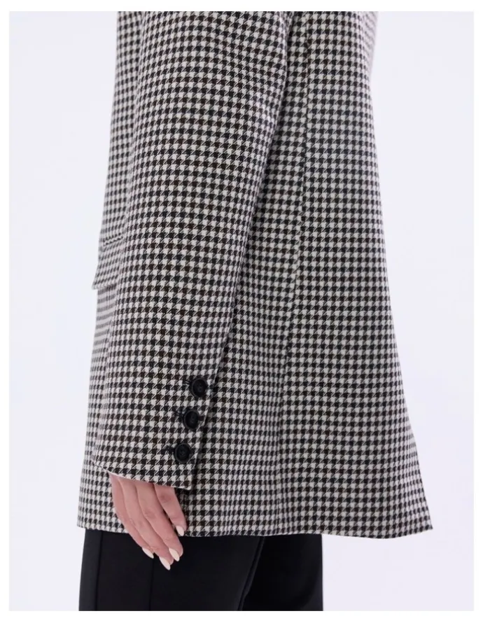 Marcs Holmes Houndstooth Coat in Ivory Multi