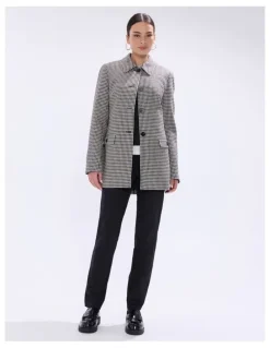 Marcs Holmes Houndstooth Coat in Ivory Multi