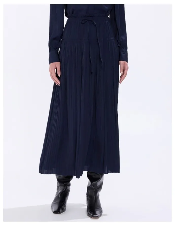 Marcs Karu Pleated Midi Skirt in Moonlit Navy