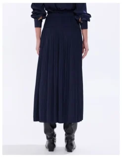 Marcs Karu Pleated Midi Skirt in Moonlit Navy