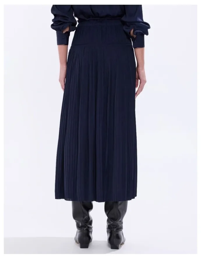 Marcs Karu Pleated Midi Skirt in Moonlit Navy