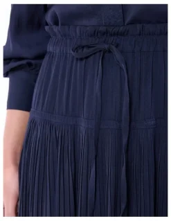 Marcs Karu Pleated Midi Skirt in Moonlit Navy