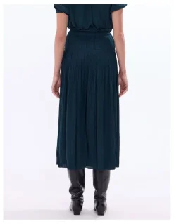 Marcs Karu Pleated Midi Skirt in Deep Forest