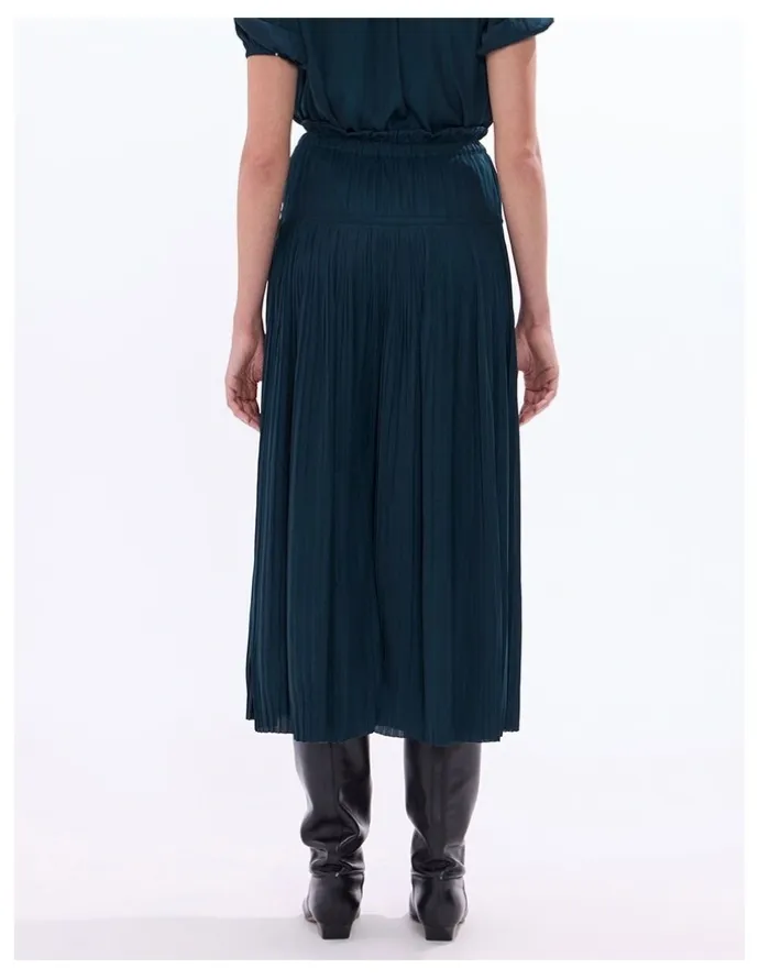 Marcs Karu Pleated Midi Skirt in Deep Forest