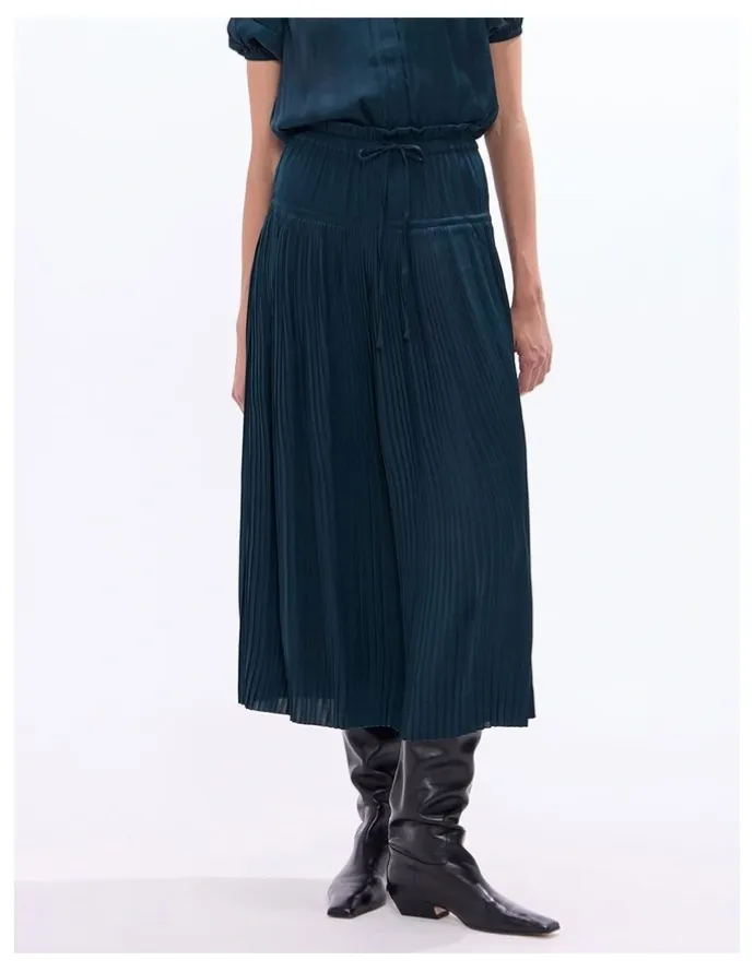 Marcs Karu Pleated Midi Skirt in Deep Forest