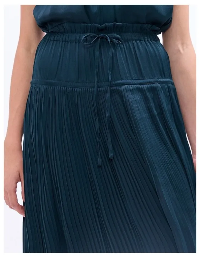 Marcs Karu Pleated Midi Skirt in Deep Forest