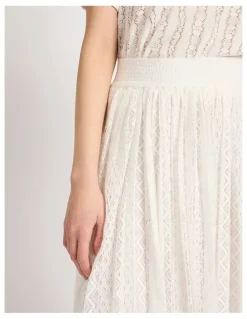 Marcs Lydia Lace Midi Skirt in Ivory