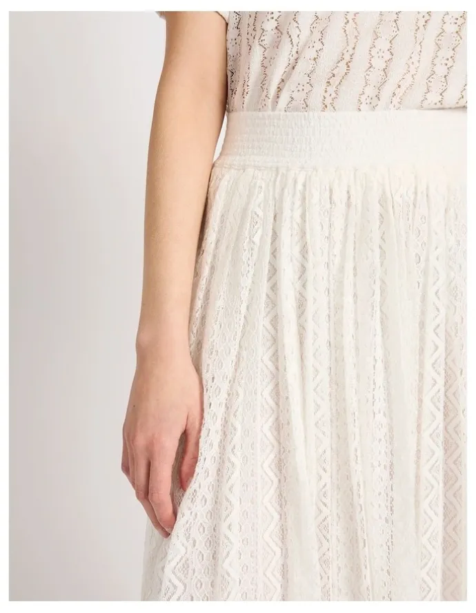 Marcs Lydia Lace Midi Skirt in Ivory