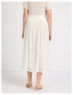 Marcs Lydia Lace Midi Skirt in Ivory
