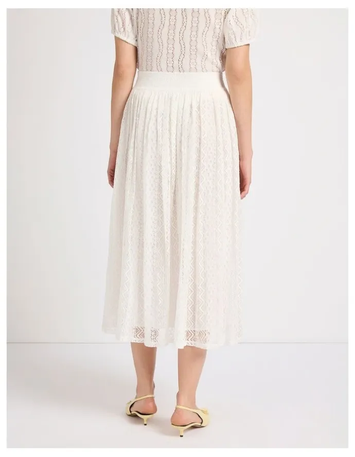 Marcs Lydia Lace Midi Skirt in Ivory