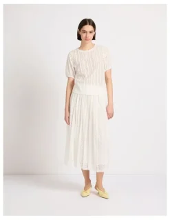 Marcs Lydia Lace Midi Skirt in Ivory