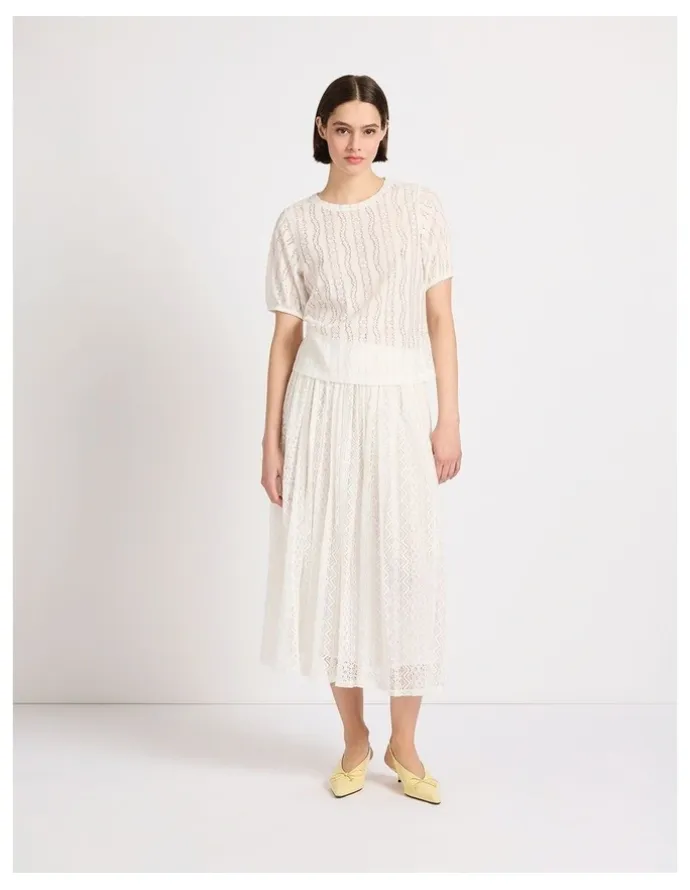 Marcs Lydia Lace Midi Skirt in Ivory