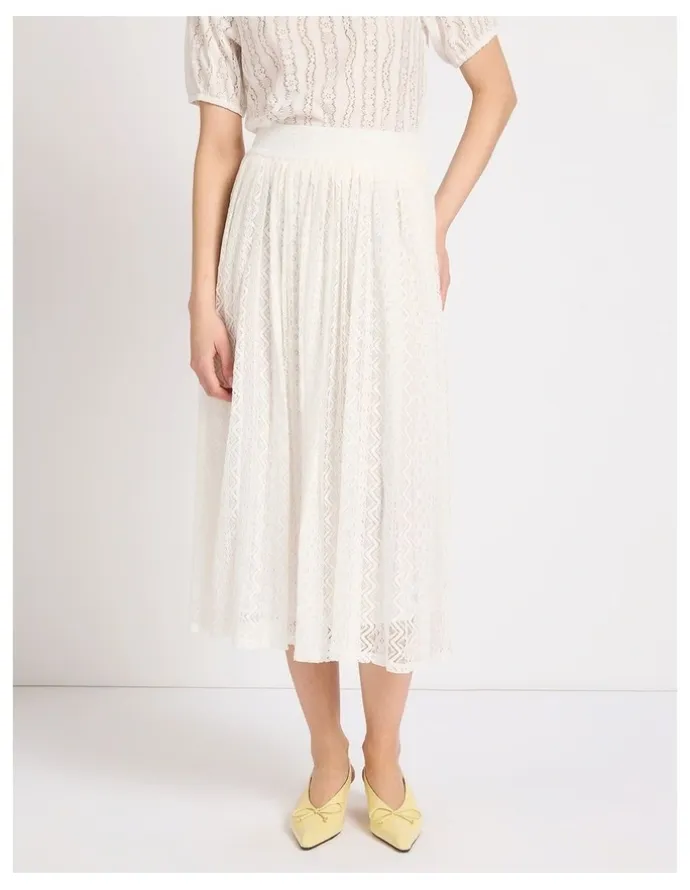 Marcs Lydia Lace Midi Skirt in Ivory