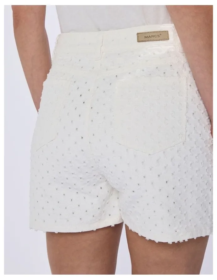 Marcs Mako Embroidered Denim Short in Ivory