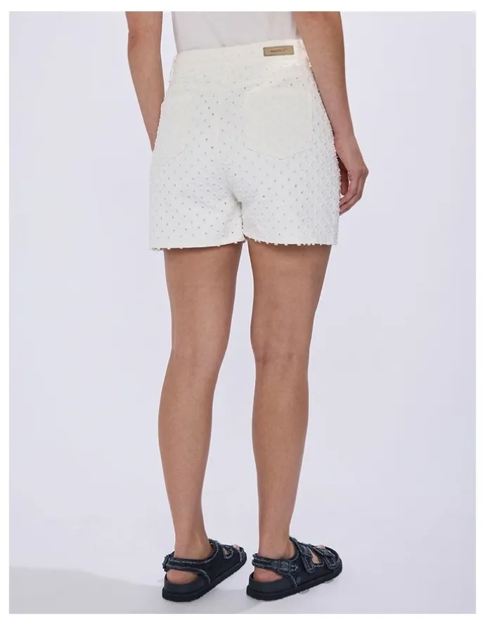 Marcs Mako Embroidered Denim Short in Ivory