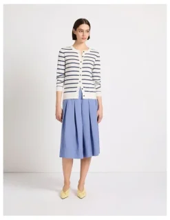 Marcs Marie Pleat Midi Skirt in Denim Blue