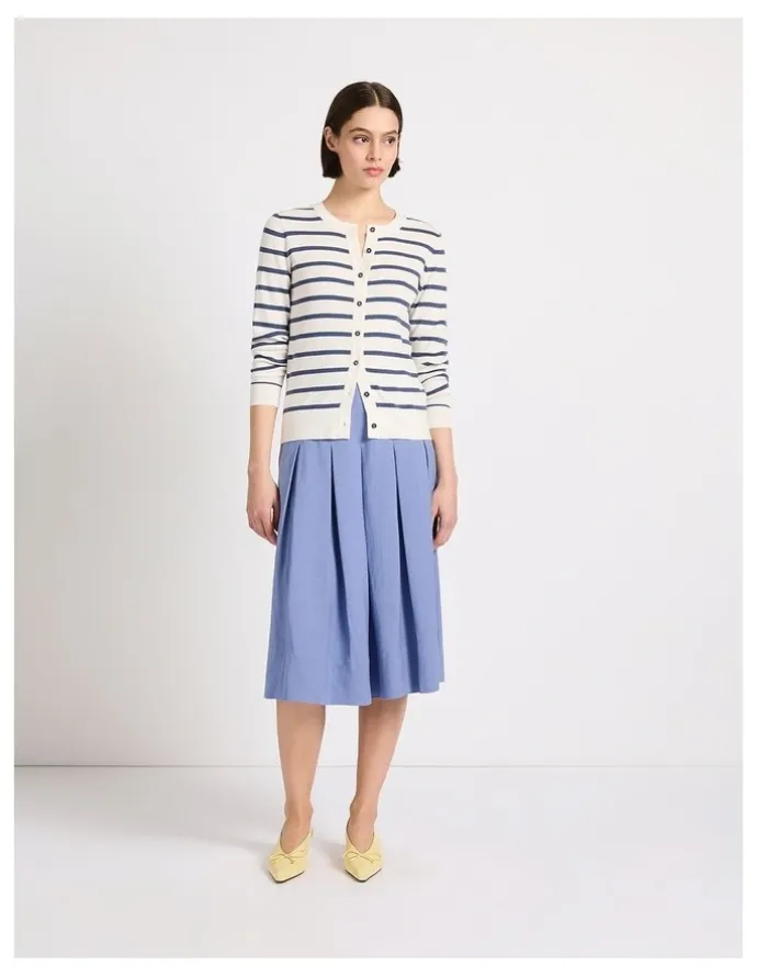 Marcs Marie Pleat Midi Skirt in Denim Blue