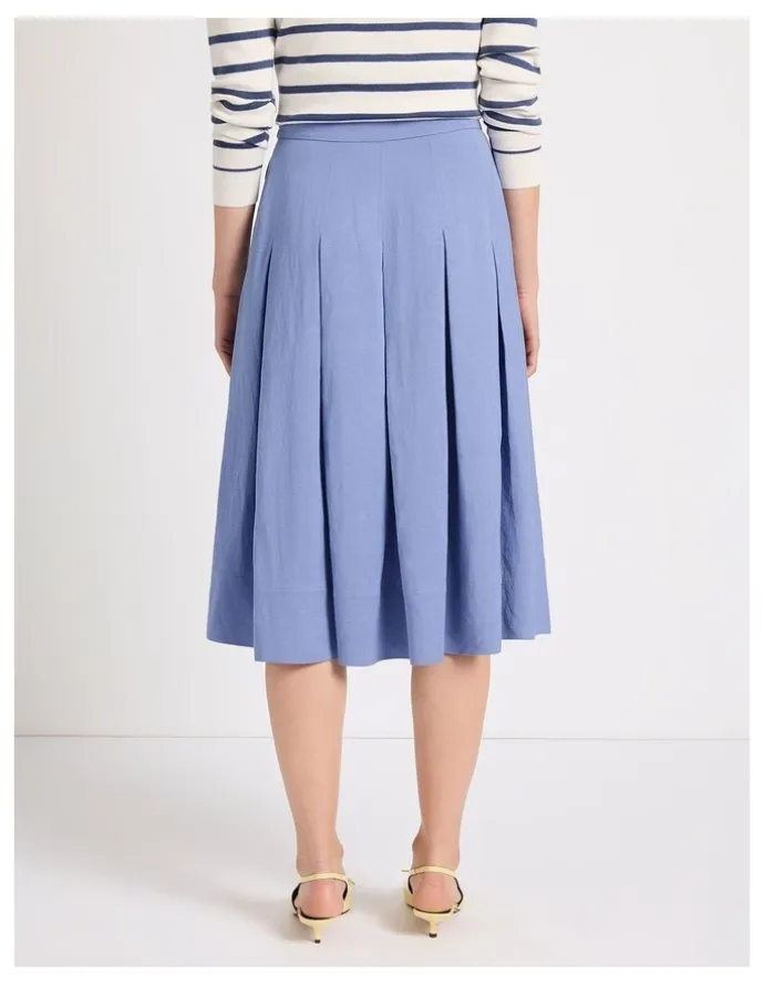 Marcs Marie Pleat Midi Skirt in Denim Blue