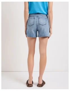 Marcs Mattia Studded Denim Short in Anzio Blue