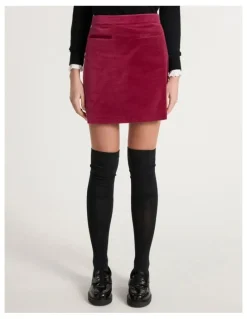 Marcs Nala Velvet Mini Skirt in Berry