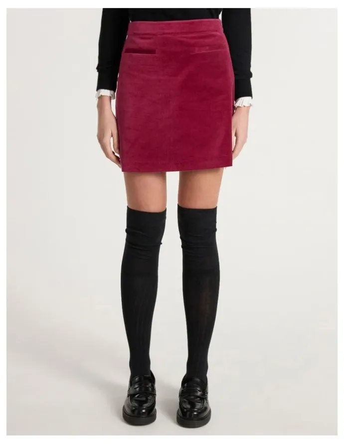 Marcs Nala Velvet Mini Skirt in Berry