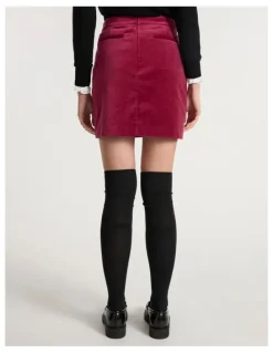 Marcs Nala Velvet Mini Skirt in Berry