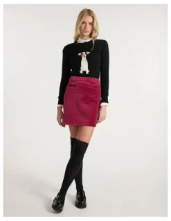 Marcs Nala Velvet Mini Skirt in Berry