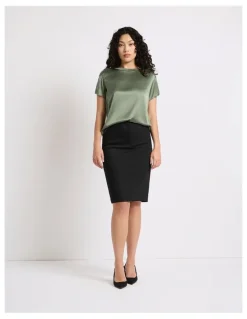 Marcs Phoebe Pencil Midi Skirt in Black