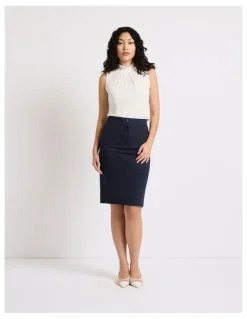 Marcs Phoebe Pencil Midi Skirt in Navy