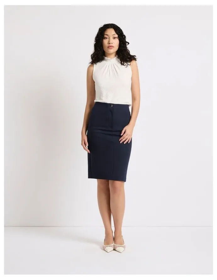 Marcs Phoebe Pencil Midi Skirt in Navy