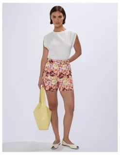 Marcs Plant Touch This Linen Short in Pink Multi