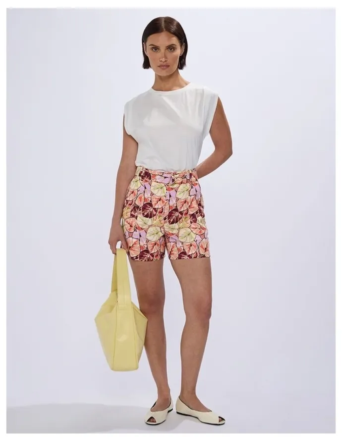 Marcs Plant Touch This Linen Short in Pink Multi
