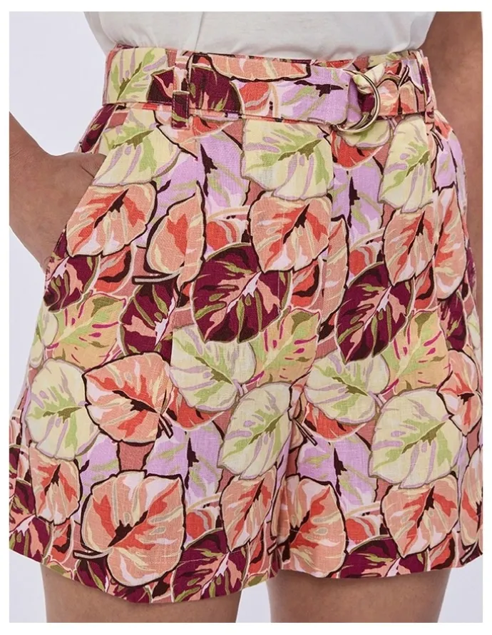 Marcs Plant Touch This Linen Short in Pink Multi
