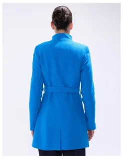 Marcs Ruby Felted Wool Coat in Bright Blue