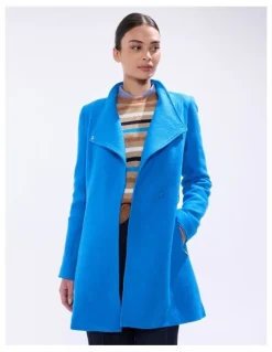 Marcs Ruby Felted Wool Coat in Bright Blue