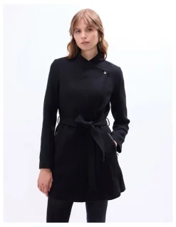 Marcs Ruby Felted Wool Coat in Black