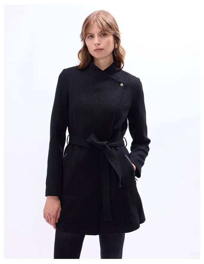 Marcs Ruby Felted Wool Coat in Black