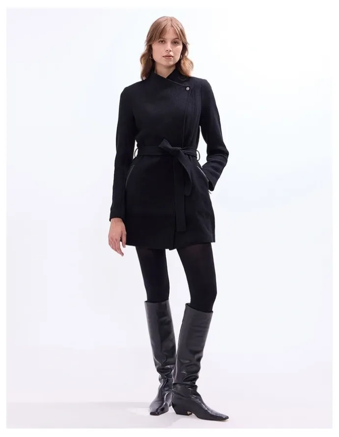 Marcs Ruby Felted Wool Coat in Black